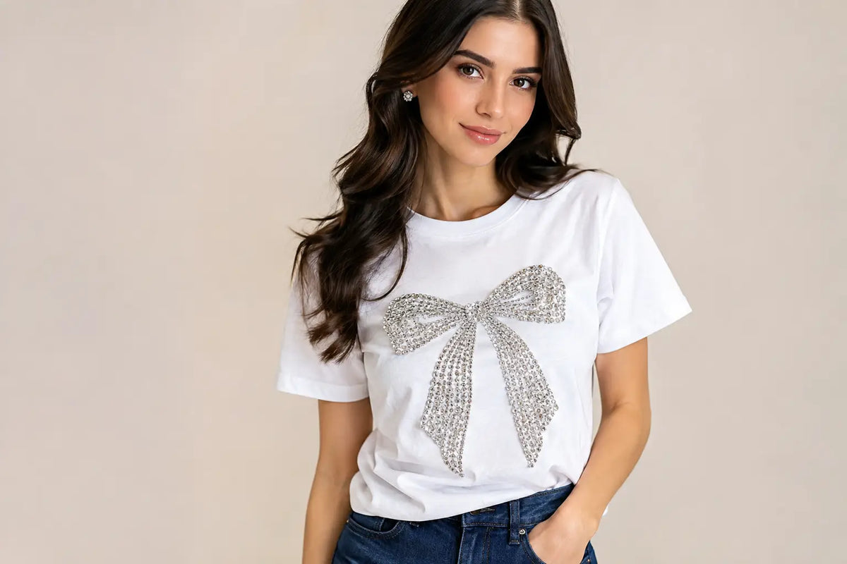 Luxe Cotton Rhinestone T Shirts That Steal Focus