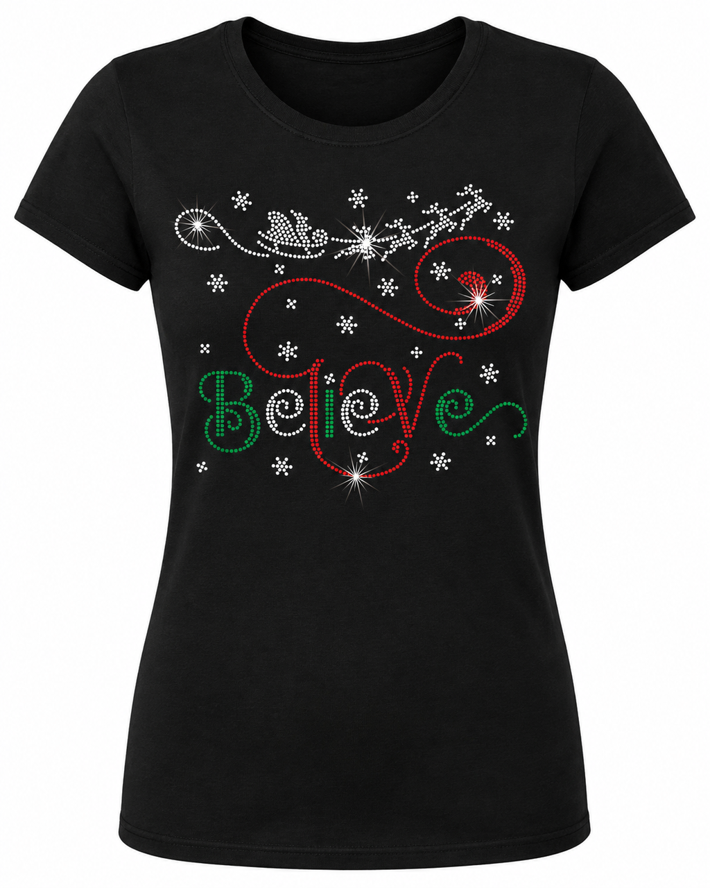 Believe3 - Christmas Rhinestone T-shirt
