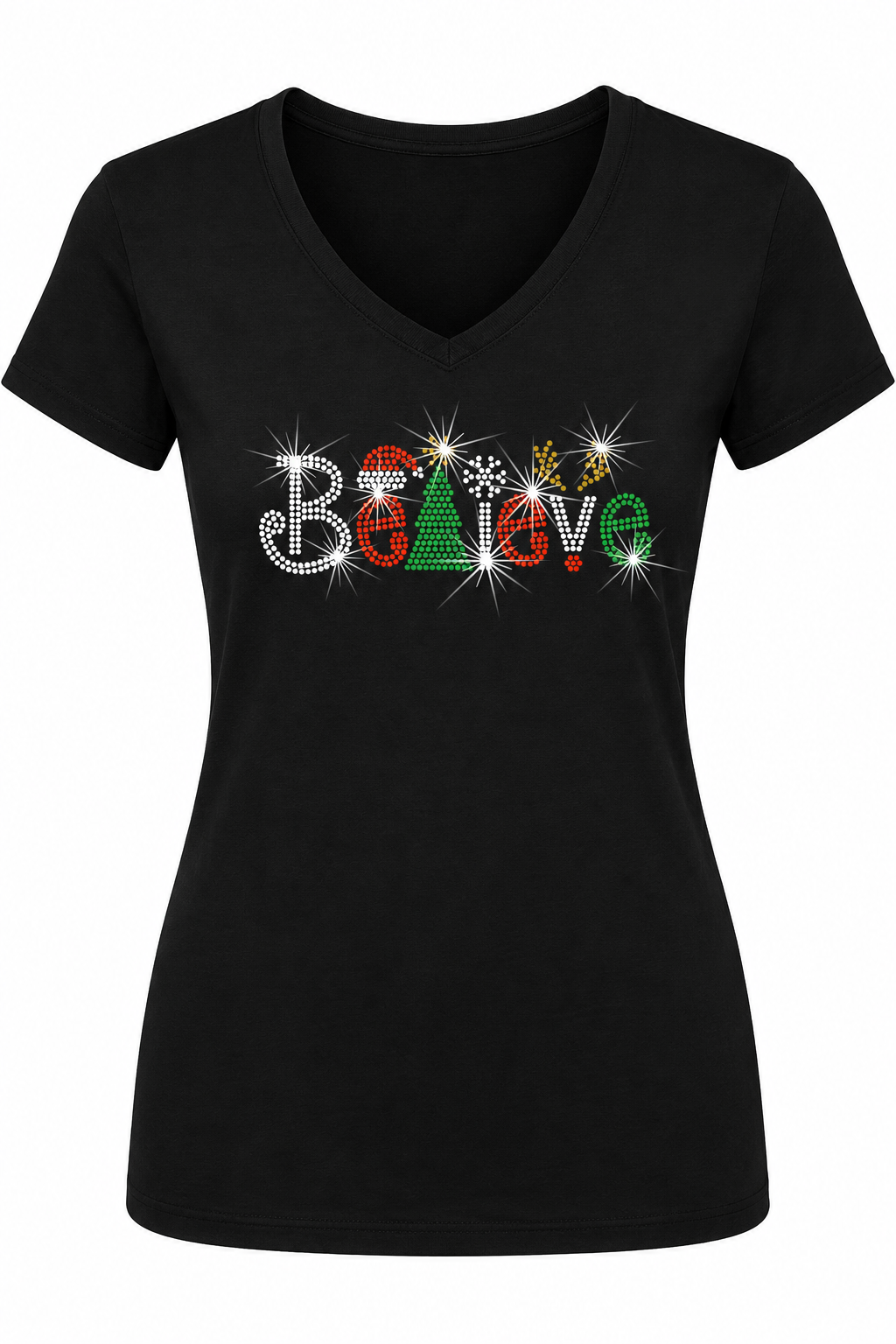 Believe - Christmas Rhinestone T-shirt