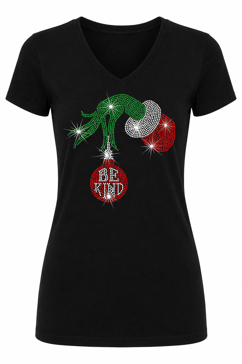 Be Kind Grinch hand - Christmas Rhinestone T-shirt