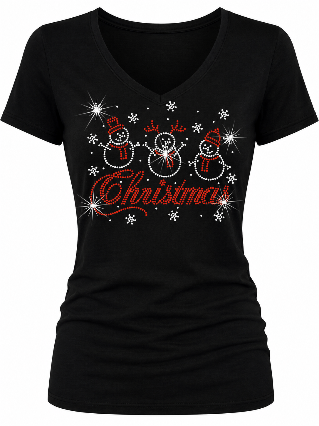 Christmas Snowman - Christmas Rhinestone T-shirt