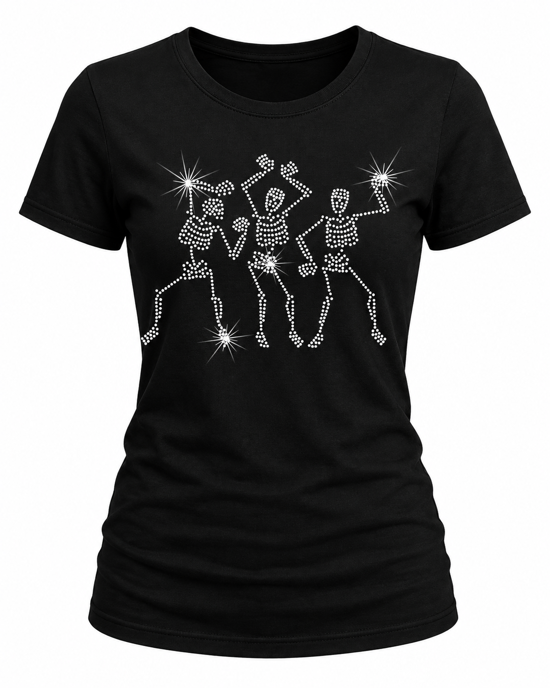 Dancing Skeleton Halloween Rhinestone T-Shirt