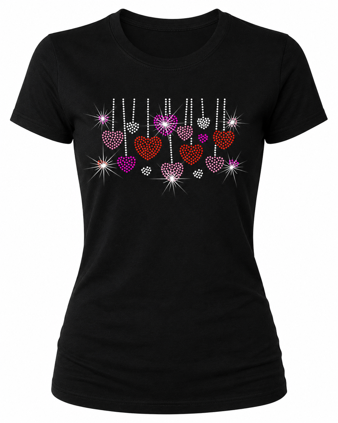 Dangling Hearts - Rhinestone T-shirt.