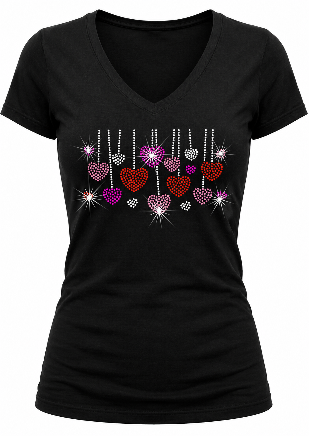 Dangling Hearts - Rhinestone T-shirt.