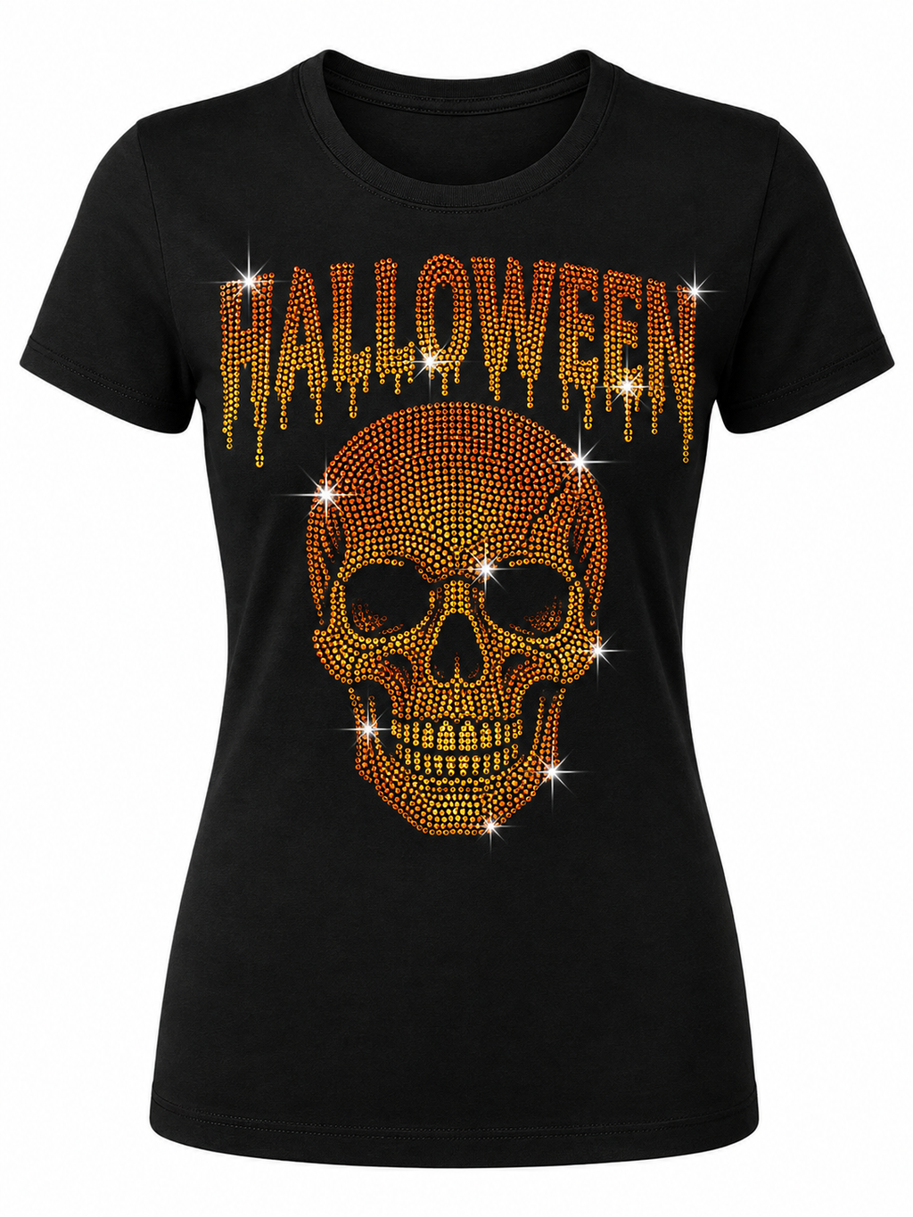 Halloween Skull - Halloween Rhinestone T-shirt