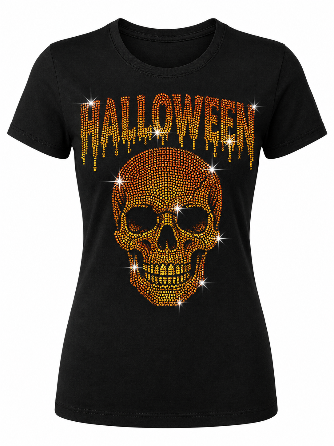 Halloween Skull - Halloween Rhinestone T-shirt