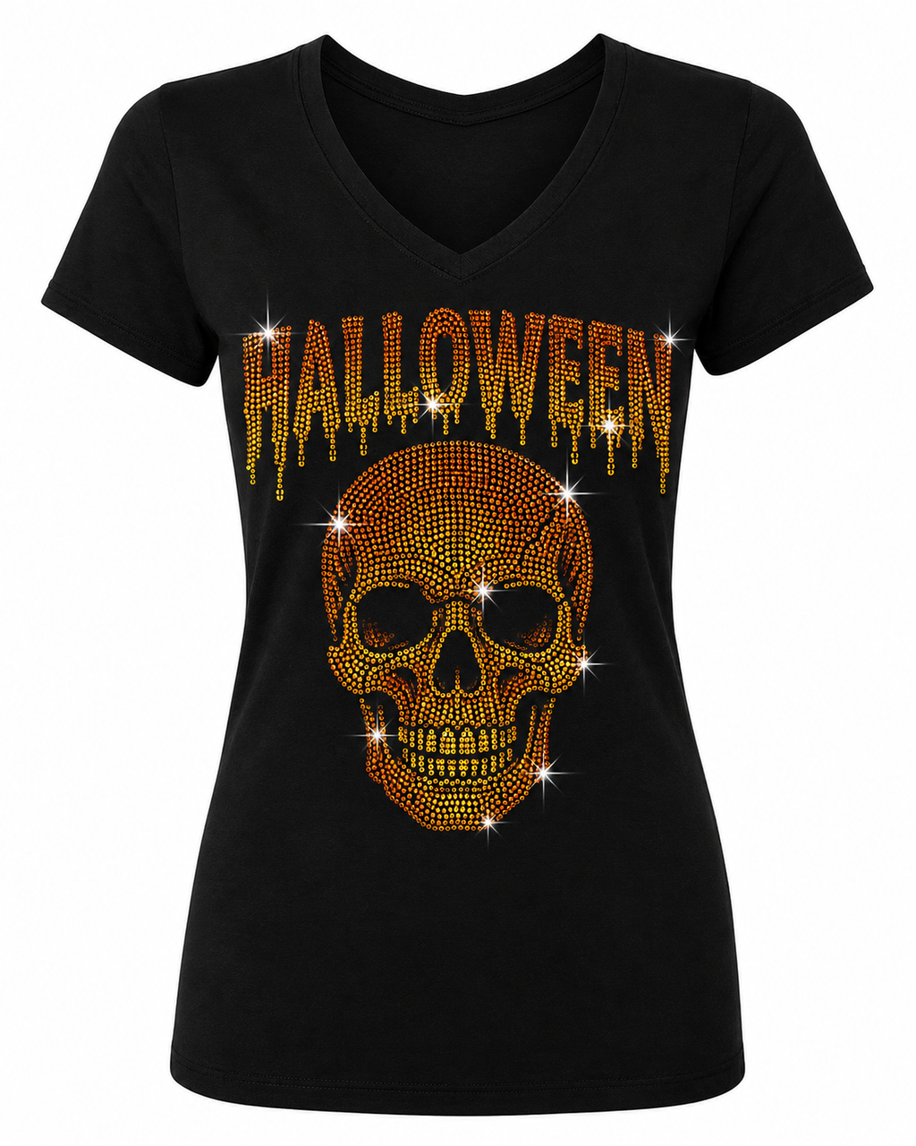 Halloween Skull - Halloween Rhinestone T-shirt