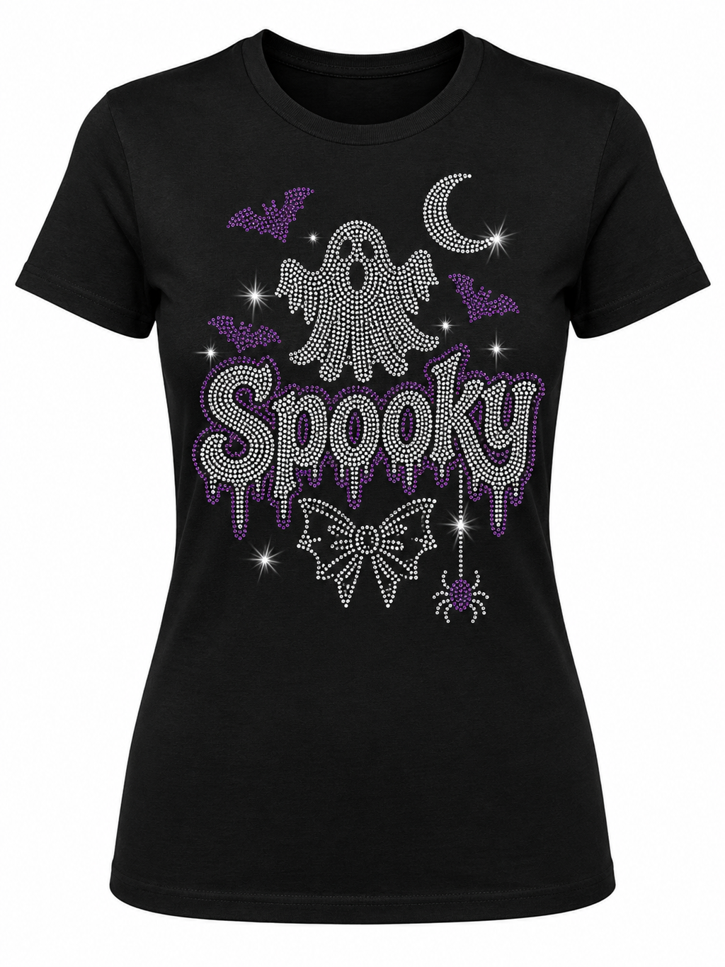 Spooky 11A purple - Halloween Rhinestone T-shirt