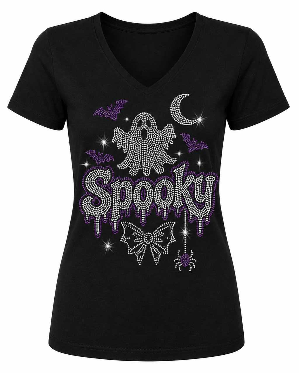 Spooky 11A purple - Halloween Rhinestone T-shirt