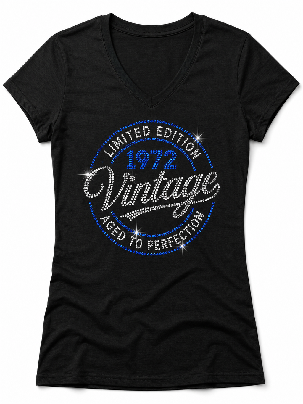 Vintage Aged to Perfect Personalized Rhinestone T-shirt