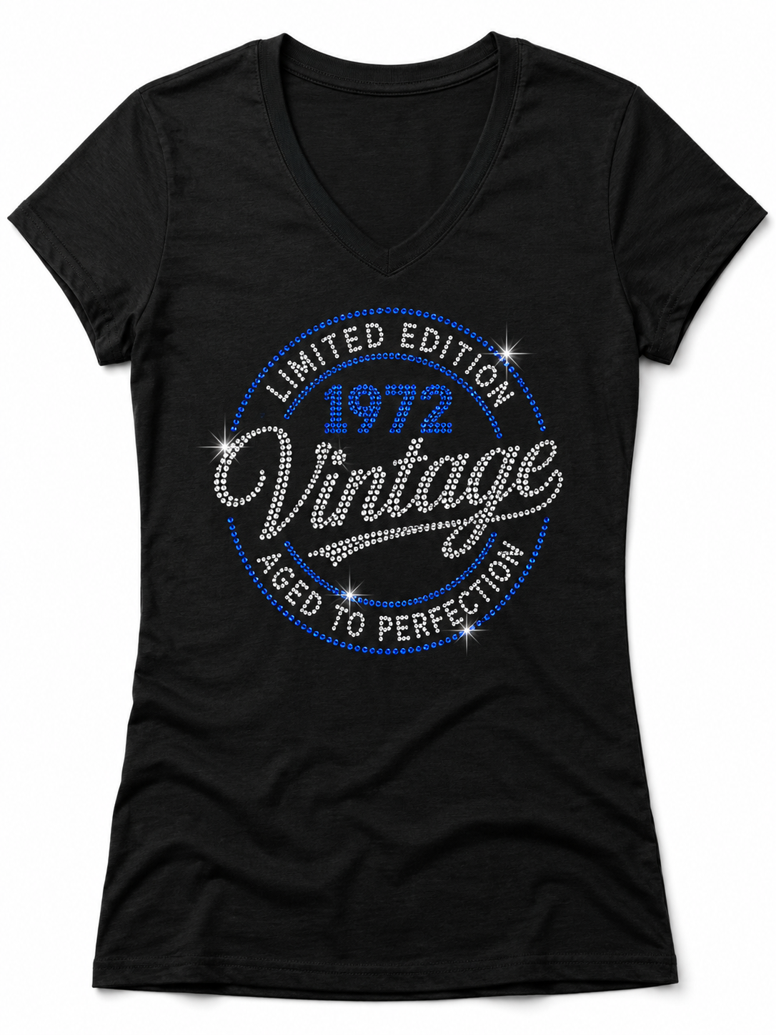 Vintage Aged to Perfect Personalized Rhinestone T-shirt