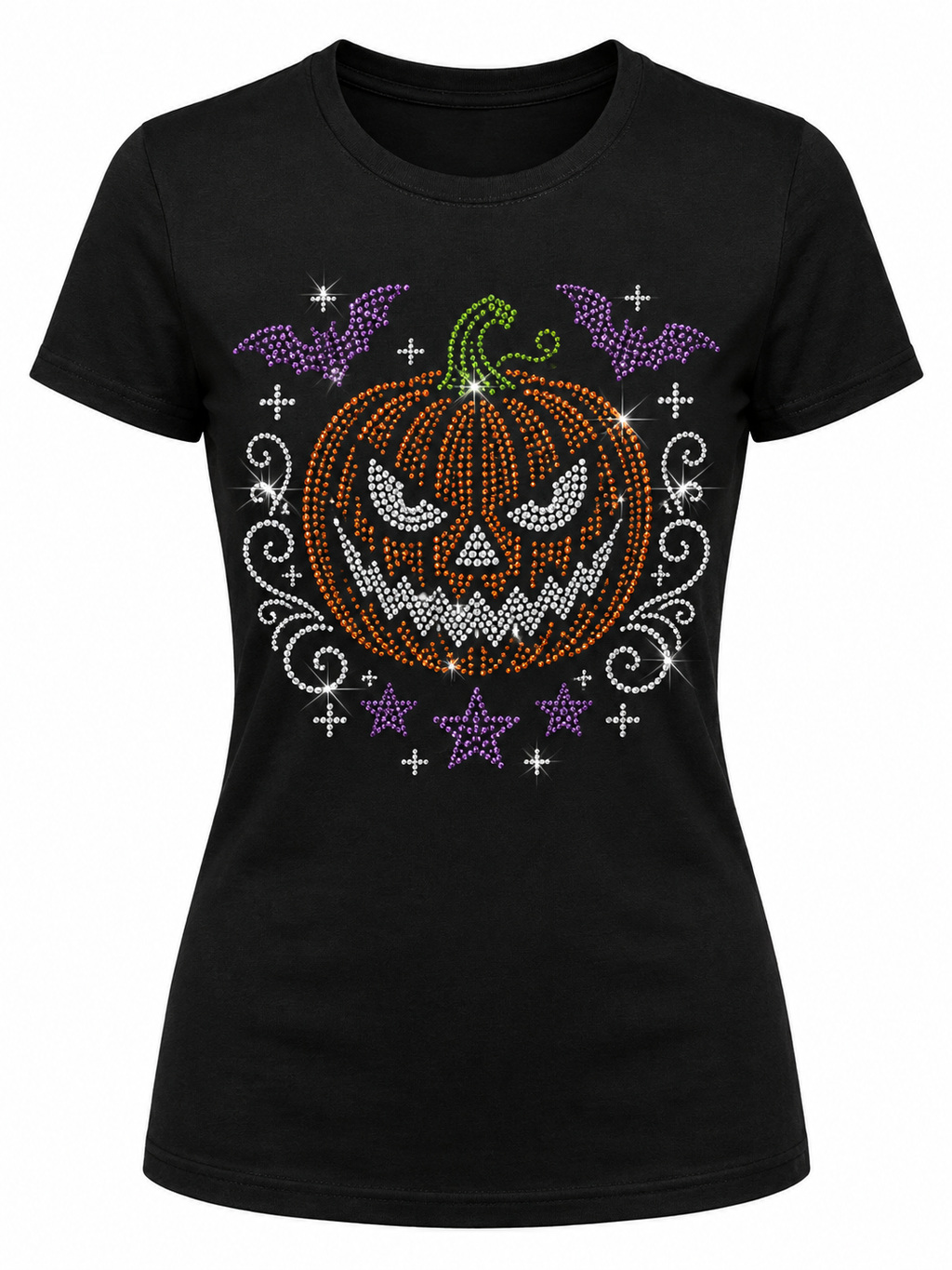 Wicked Pumpkin Halloween Rhinestone T-Shirt