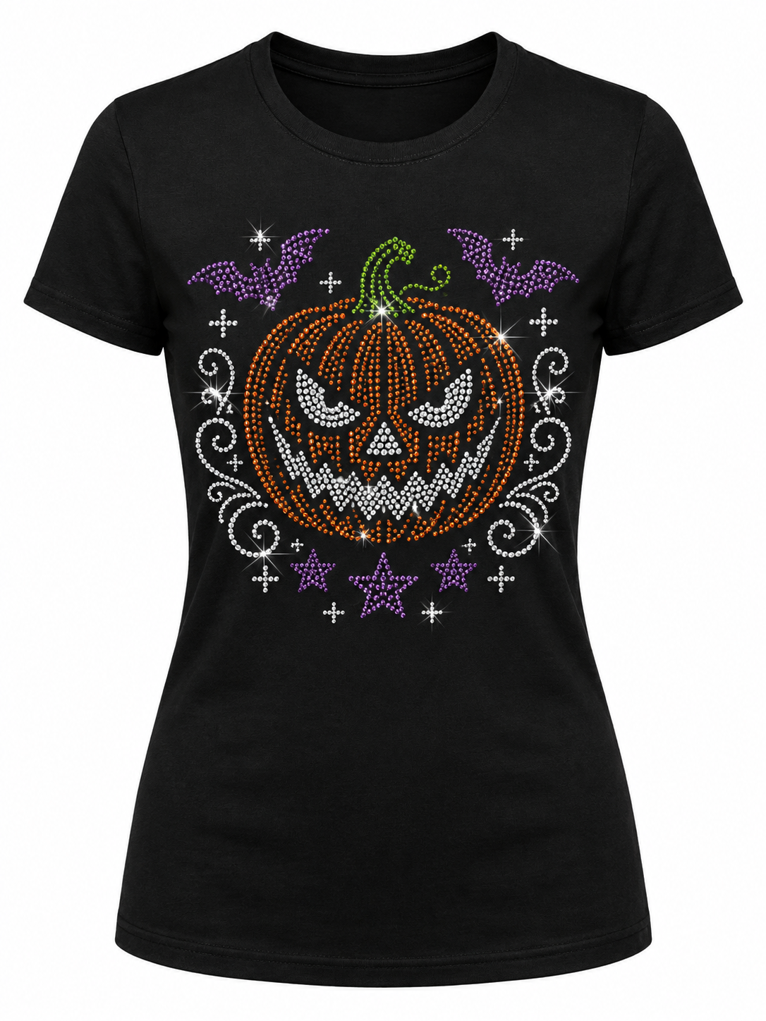 Wicked Pumpkin Halloween Rhinestone T-Shirt