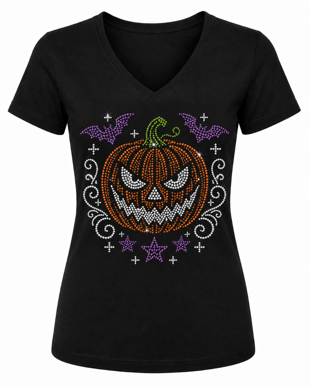 Wicked Pumpkin Halloween Rhinestone T-Shirt